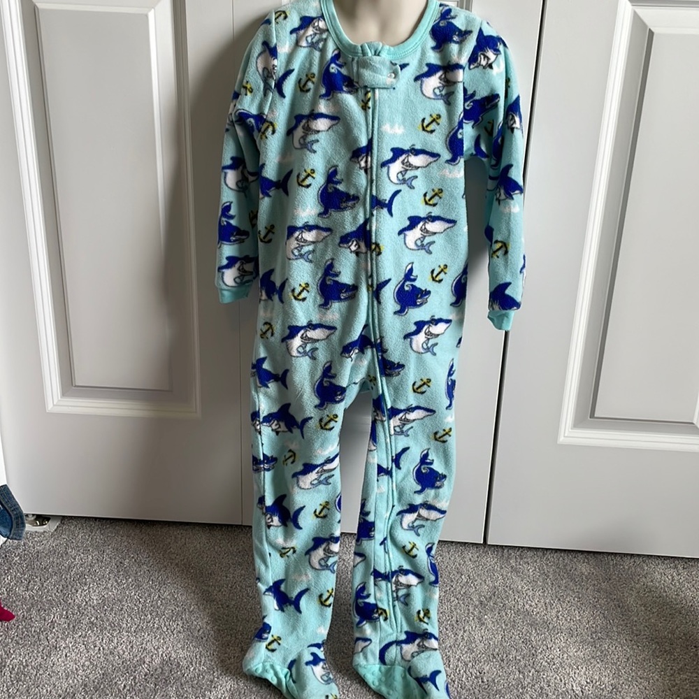 5/$20 Blue Shark Footie Pajamas